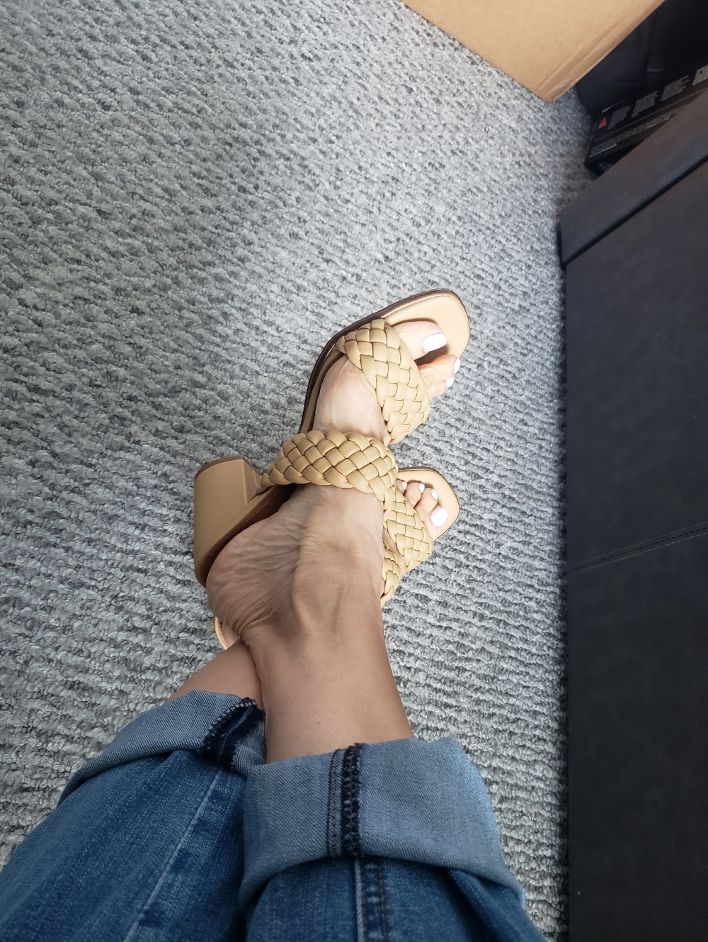 White Mountain Tan Braided Block Heel Mules - Picture 6 of 6